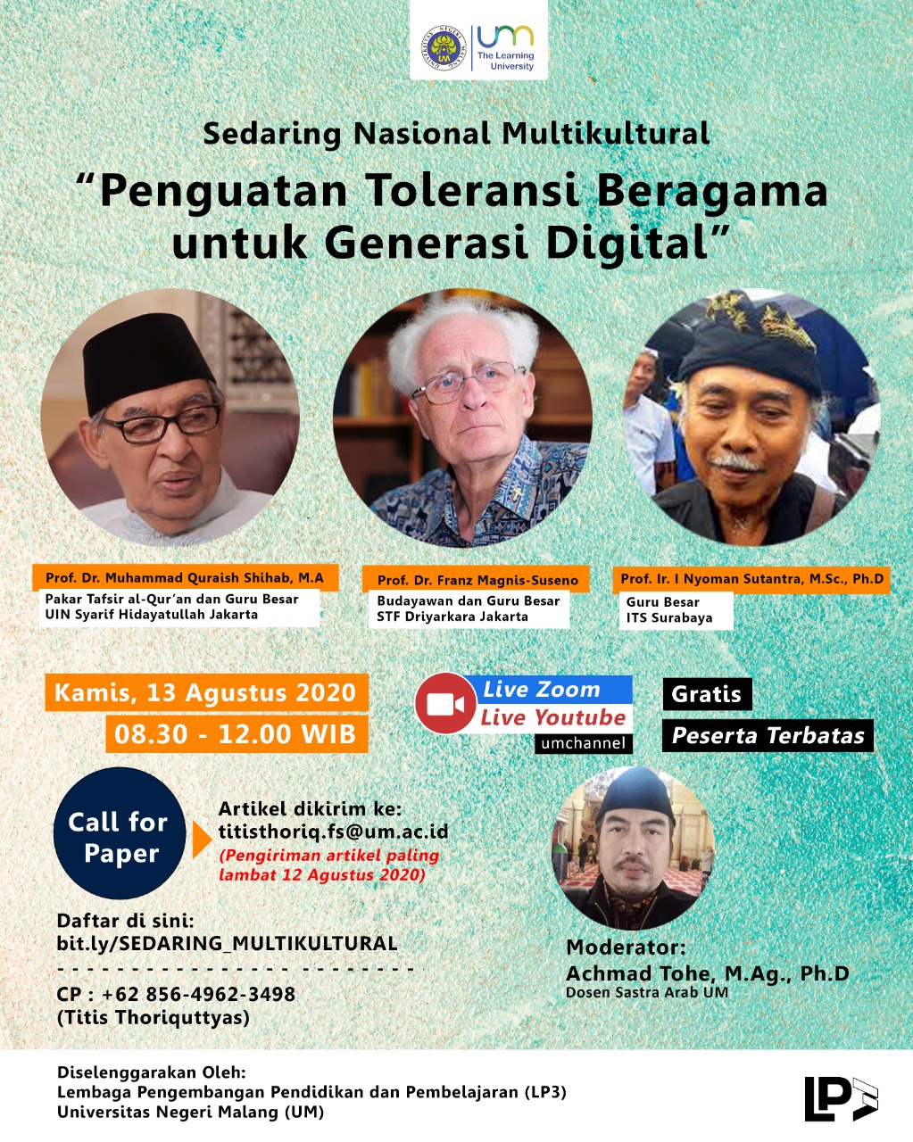 Sedaring Nasional Multikultural “Penguatan Toleransi Beragama untuk Generasi Digital”