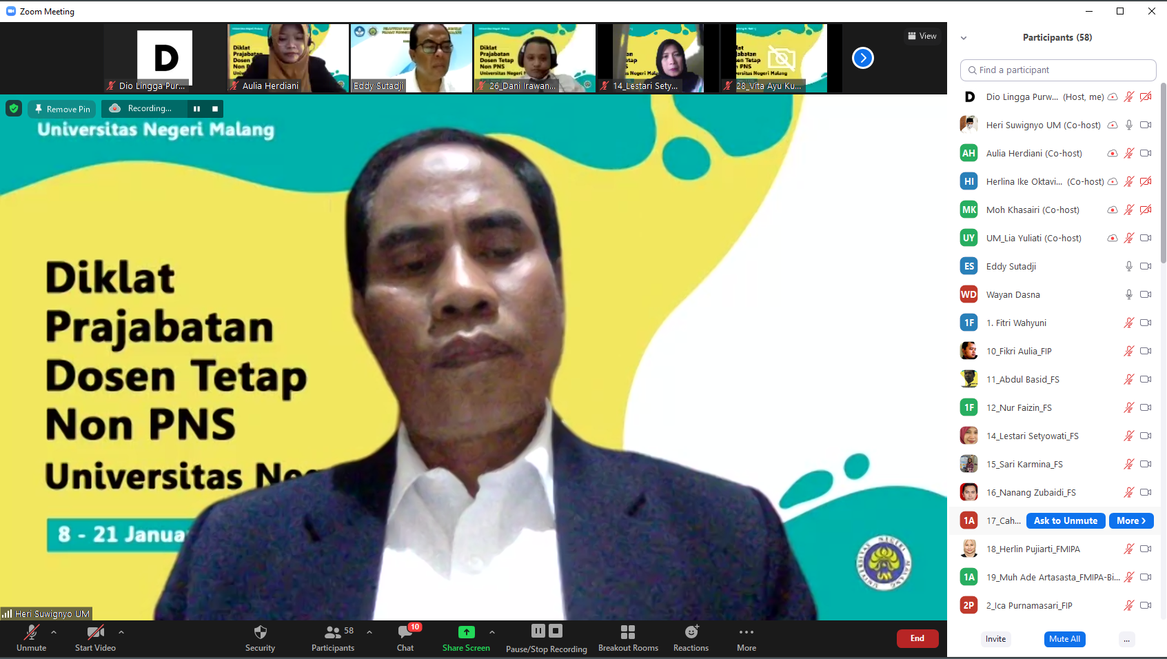 40 Dosen Baru UM Menimba Ilmu dalam Diklat Prajabatan
