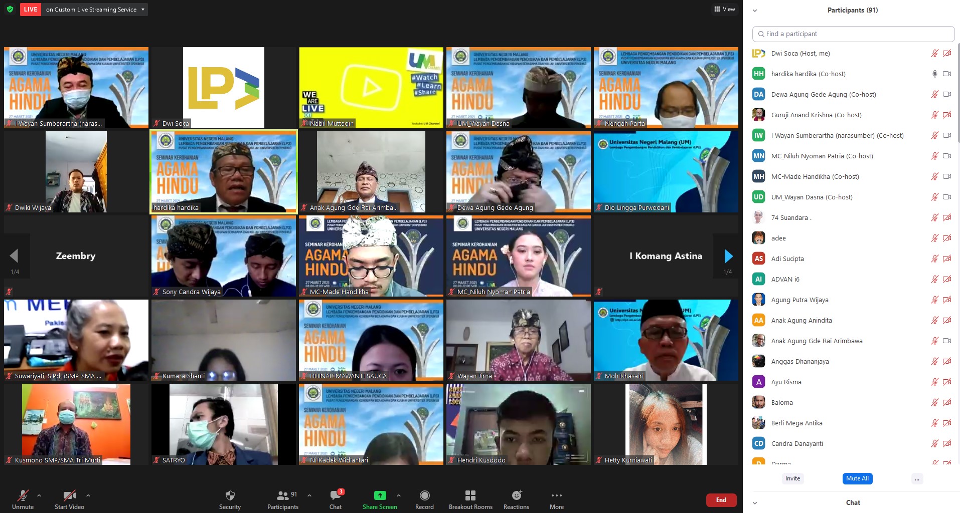 Seminar Kerohanian Hindu Tahun 2021 dengan Tema “Penguatan Spiritualitas dan Moralitas Umat Hindu Menghadapi Wabah Covid-19”