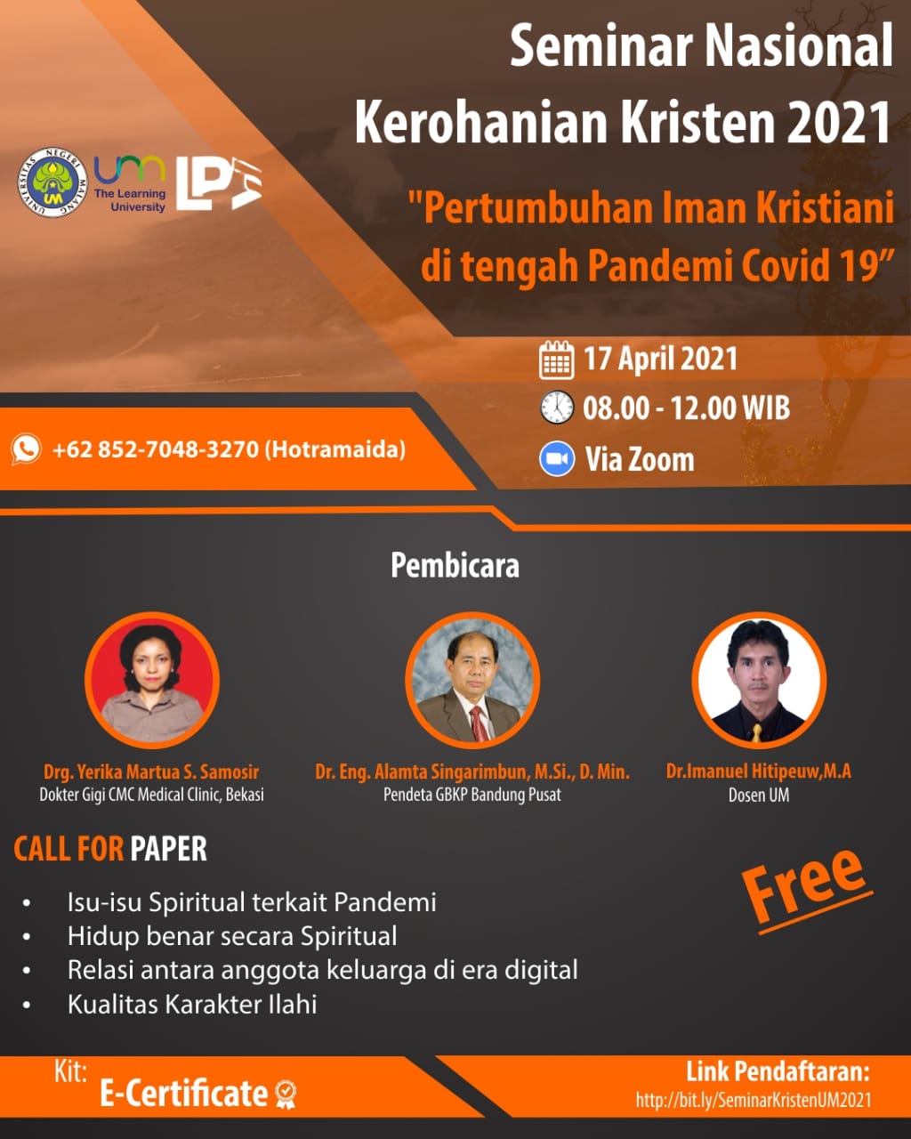 Seminar Rohani Kristen Universitas Negeri Malang Tahun 2021