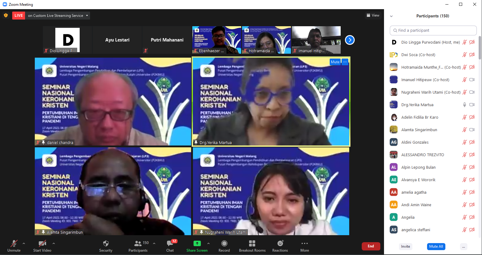 Seminar Nasional Kerohanian Agama Kristen Tahun 2021