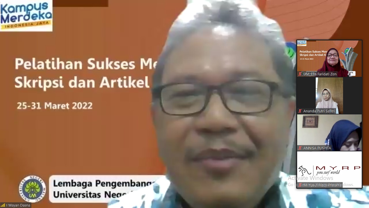Seminar dalam Jaringan (Sedaring) Sukses Menulis Skripsi
