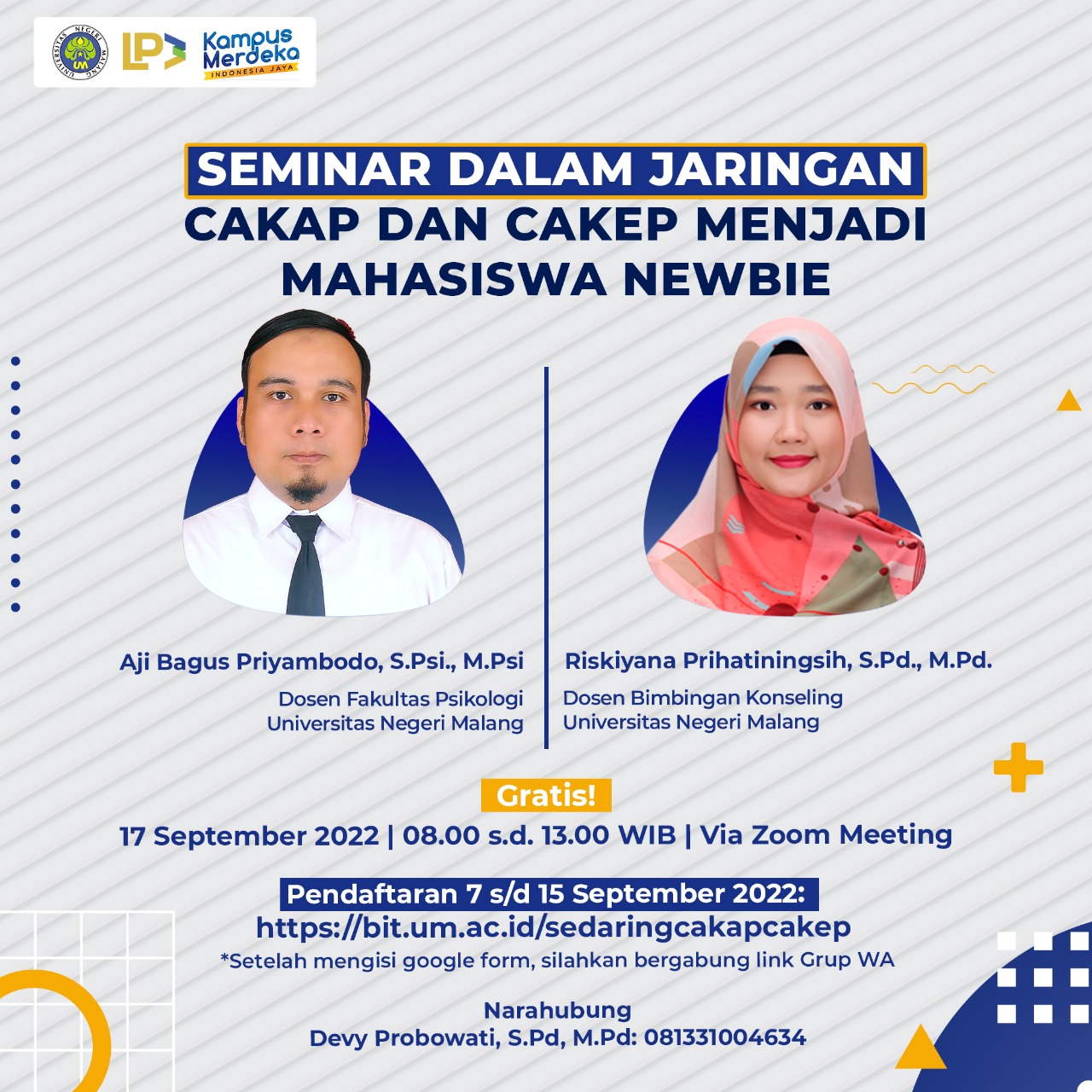 Seminar dalam Jaringan Cakap dan Cakep menjadi Mahasiswa Newbie